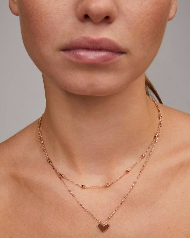 Ari Heart Multi Strand Necklace in Rose Gold image number 3.0